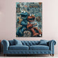 Peluche blu e rosso Graffiti Embrace the Chaos Street Art quadro