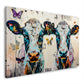 Coppia di mucche in bianco e nero con farfalle colorate quadro