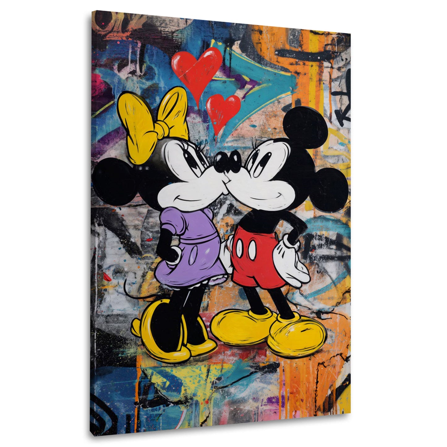 Coppia di topi innamorati con cuori rossi in Pop Art quadro