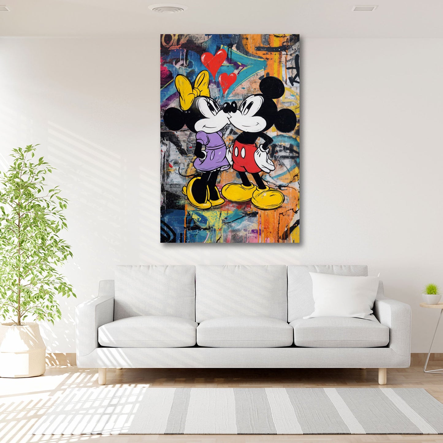Coppia di topi innamorati con cuori rossi in Pop Art quadro