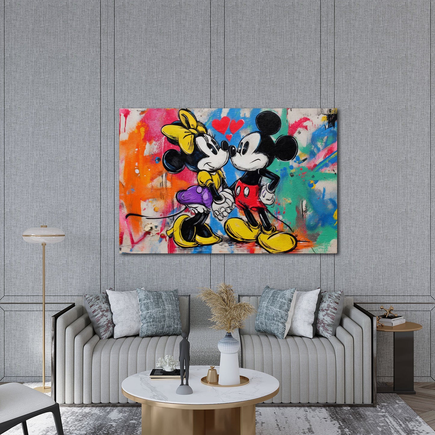 Coppia di topi innamorati in stile Pop Art colorata quadro