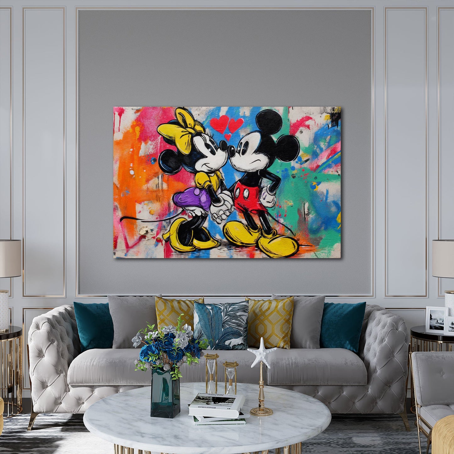Coppia di topi innamorati in stile Pop Art colorata quadro
