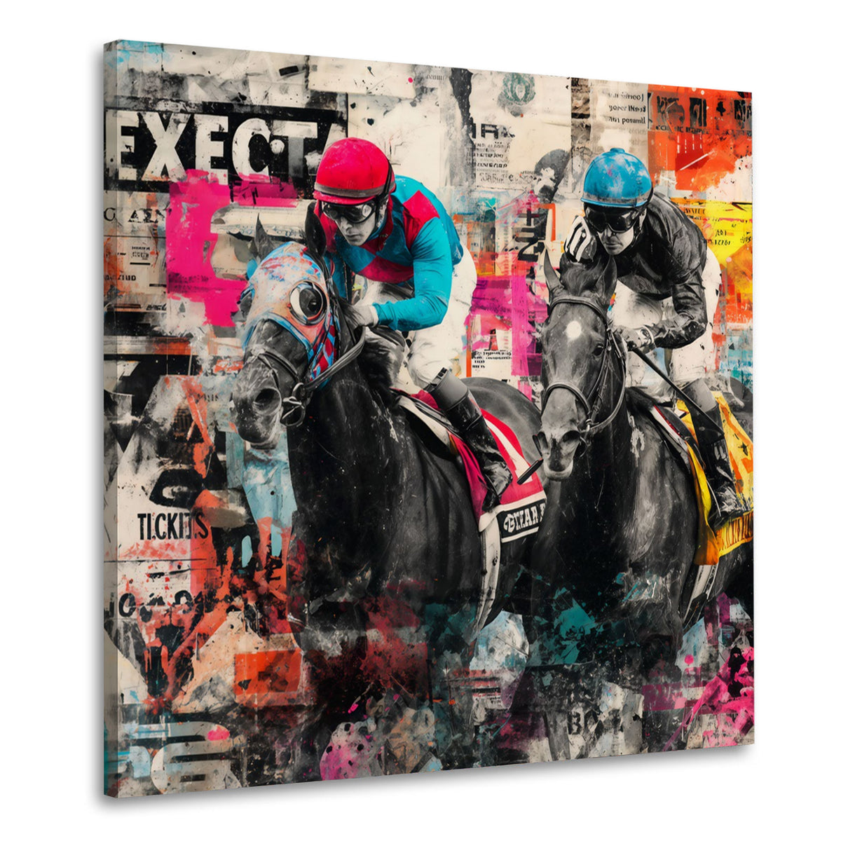 Corsa cavalli fantini dinamici Pop Art quadro