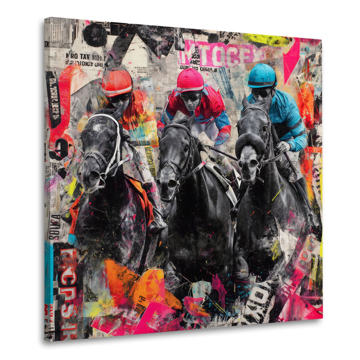 Corsa di cavalli in stile pop art colorato quadro