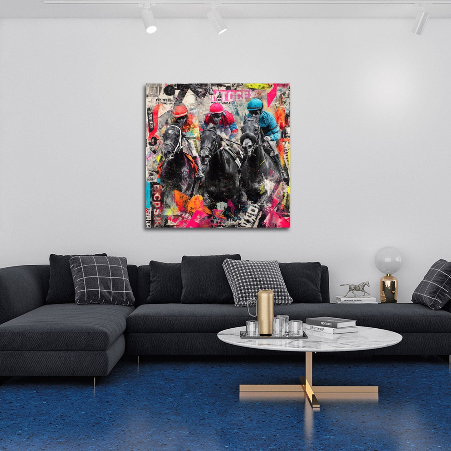 Corsa di cavalli in stile pop art colorato quadro