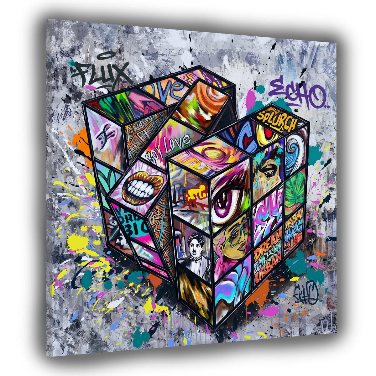 Cubo di Rubik Pop Art Urban Graffiti Astratto moderno quadro