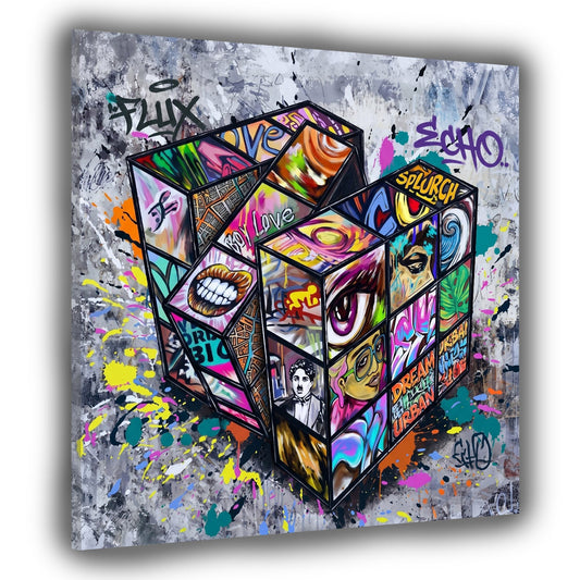 Cubo di Rubik Pop Art Urban Graffiti Astratto moderno quadro