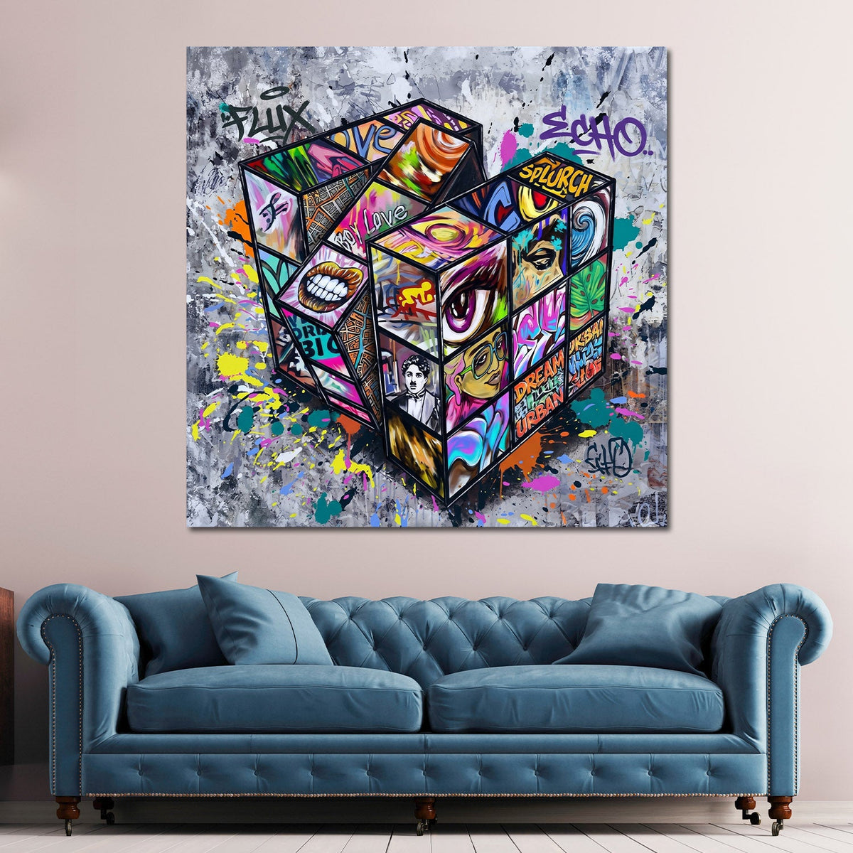Cubo di Rubik Pop Art Urban Graffiti Astratto moderno quadro