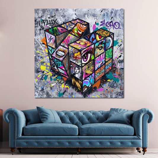 Cubo di Rubik Pop Art Urban Graffiti Astratto moderno quadro