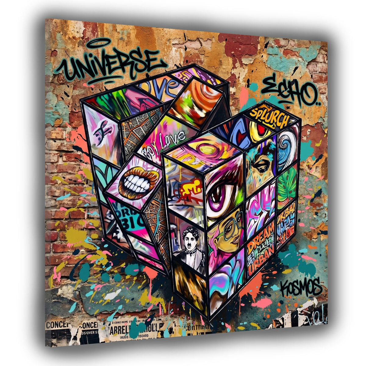 Cubo di Rubik Pop Art Urban Street Art astratto moderno quadro
