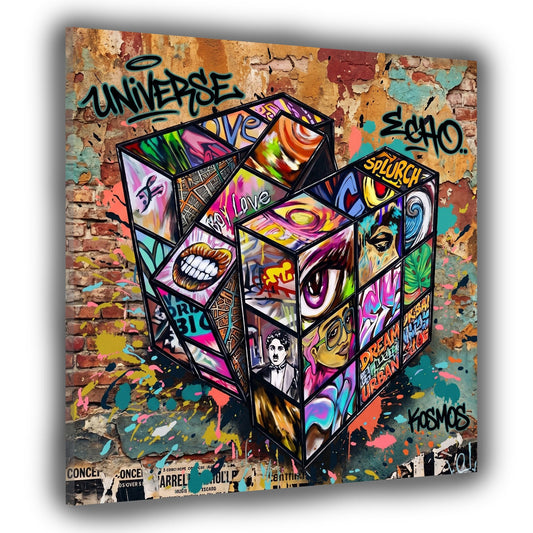 Cubo di Rubik Pop Art Urban Street Art astratto moderno quadro