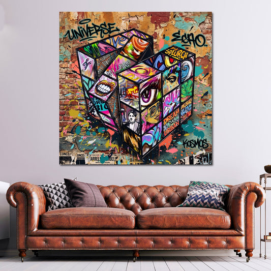 Cubo di Rubik Pop Art Urban Street Art astratto moderno quadro