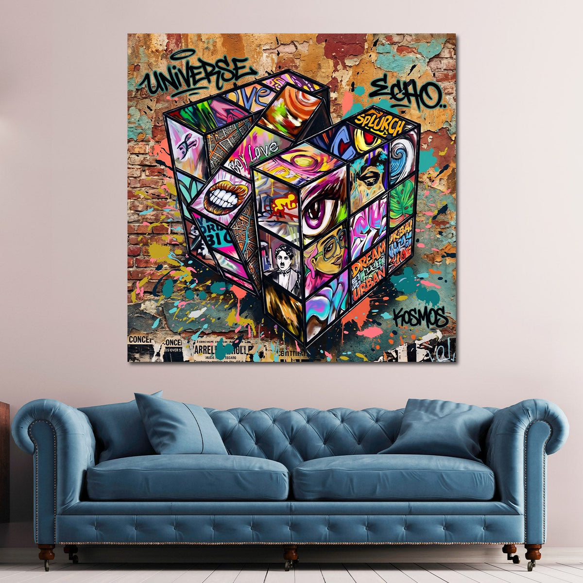 Cubo di Rubik Pop Art Urban Street Art astratto moderno quadro