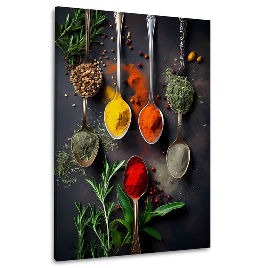 Cucina aromi spezie colorate erbe quadro