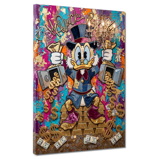 Papero ricco sui lingotti d'oro lusso Rich Life Pop Art quadro