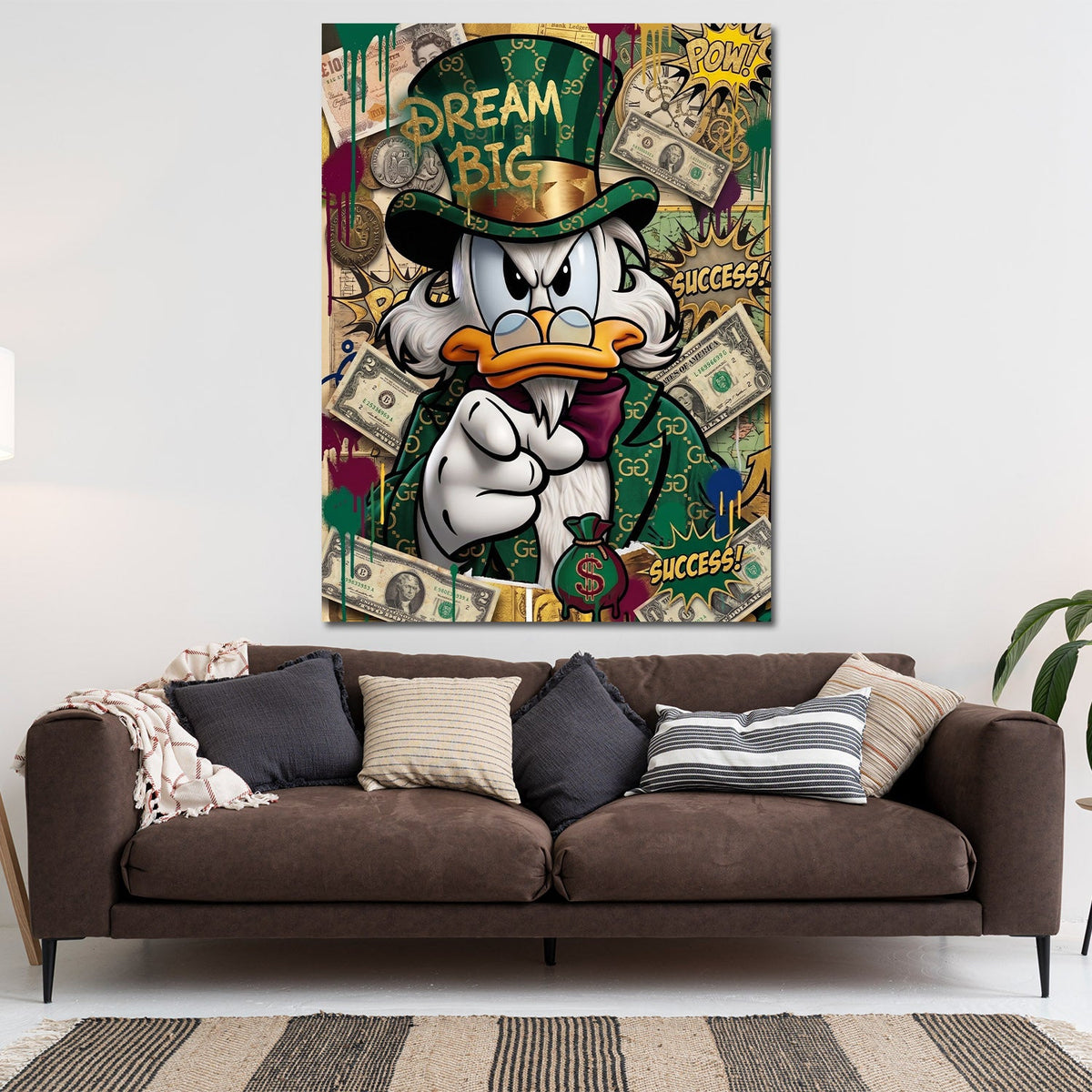 Papero milionario verde stile lusso Dream Big Pop Art quadro