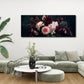 Dalie rosa e bordeaux su sfondo scuro formato panorama quadro
