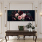 Dalie rosa e bordeaux su sfondo scuro formato panorama quadro