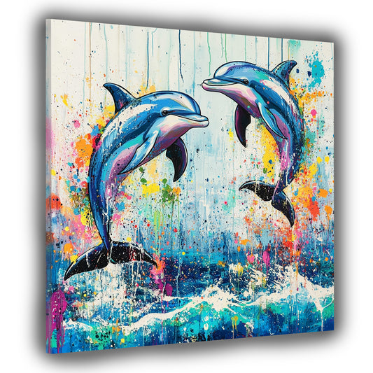 Delfini pop art colorati oceano quadro