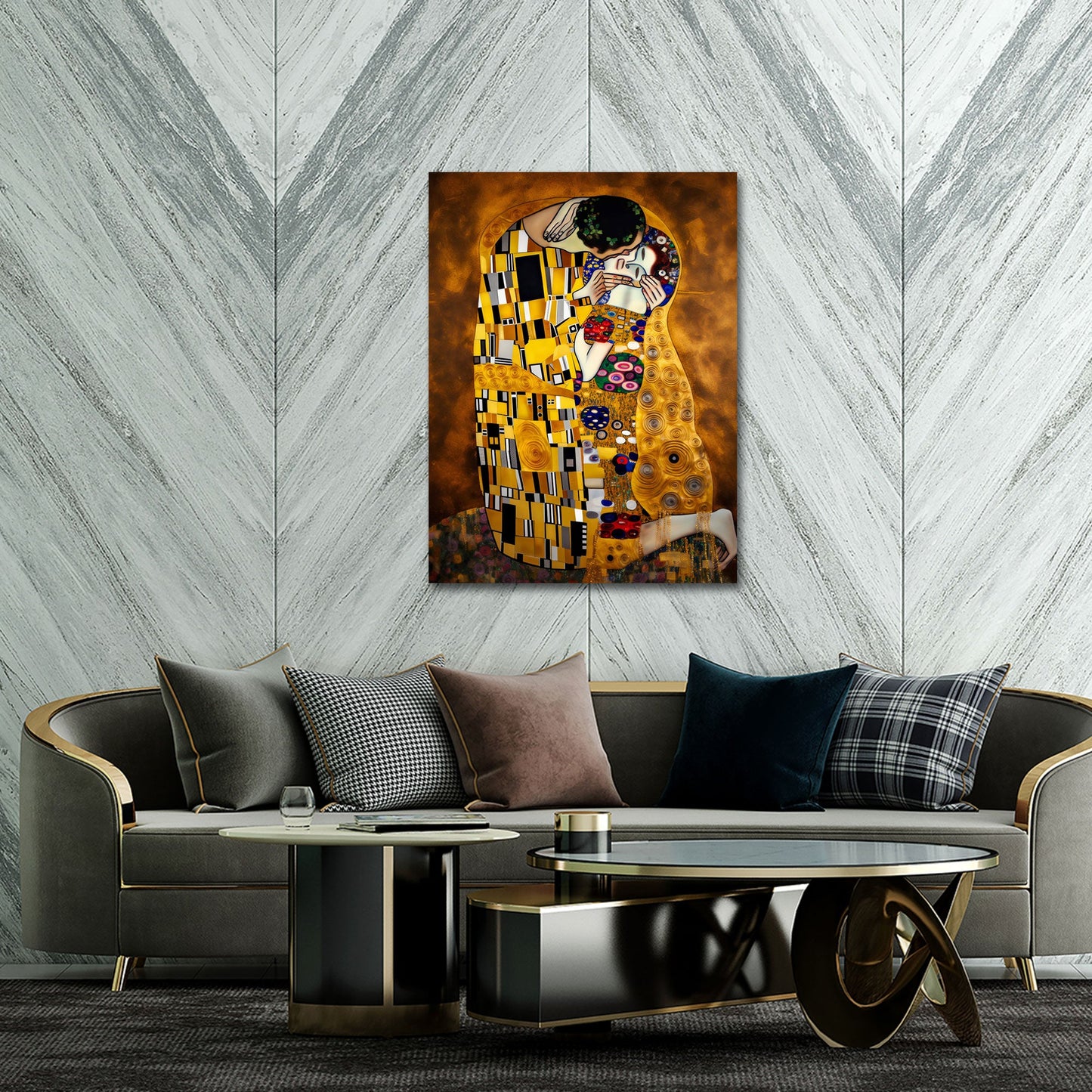Il bacio in una raffinata arte liberty quadro