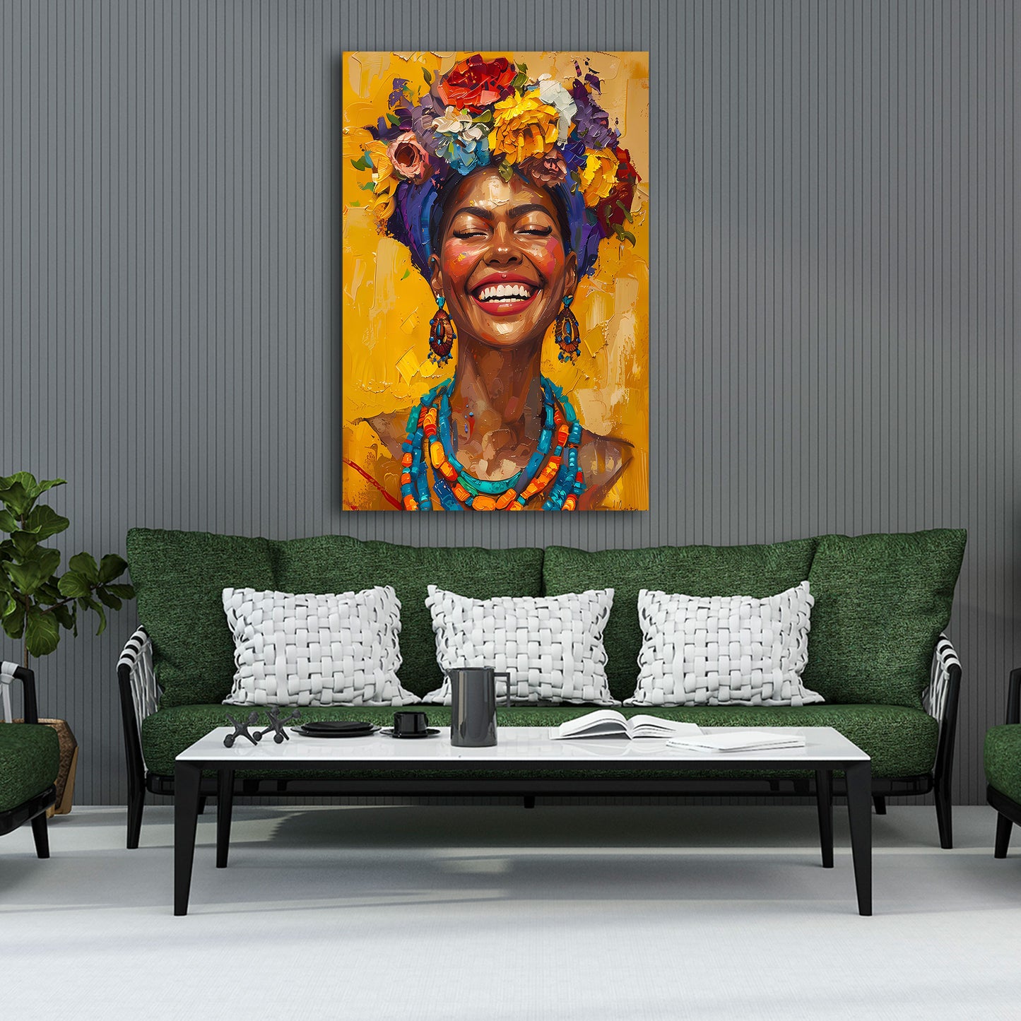 Donna africana ritratto colorato sorriso quadro