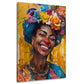 Donna africana sorridente con corona di fiori quadro