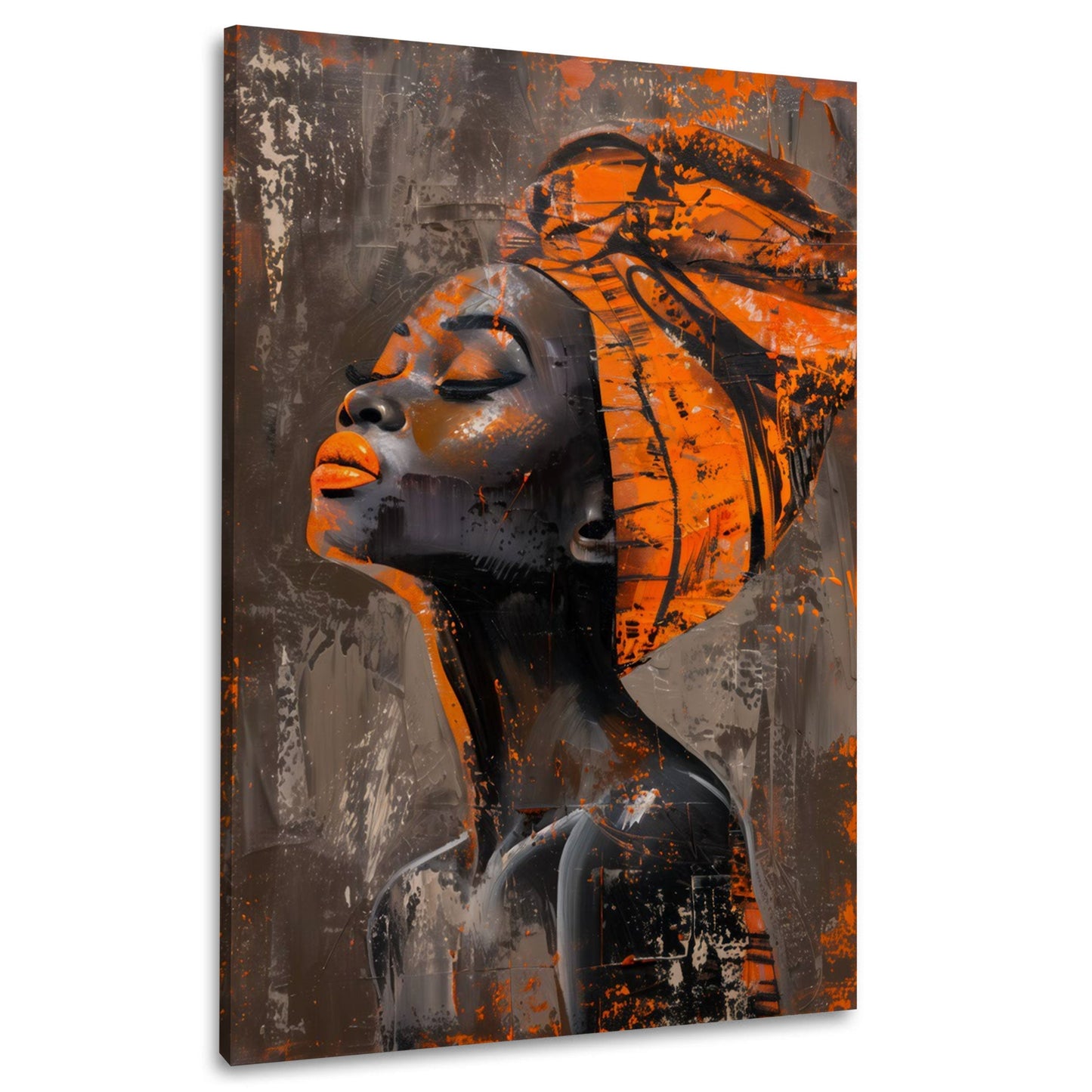 Donna africana turbante ritratto dai toni vivaci quadro