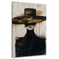 Donna astratta elegante cappello nero oro stile moderno quadro