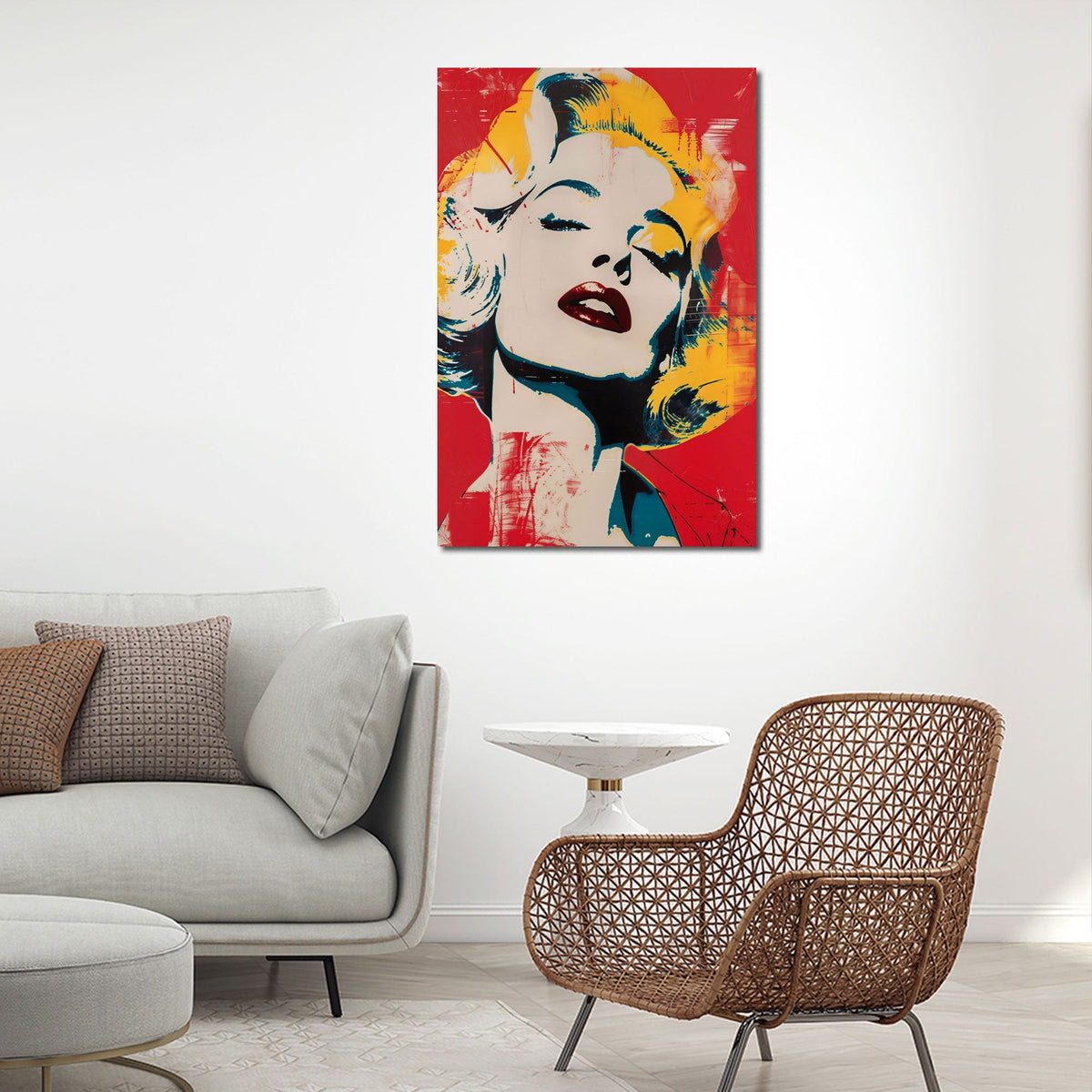 Donna bionda con labbra rosse in stile Pop Art retrò quadro