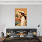 Quadro donna con cappello paesaggio ambientato