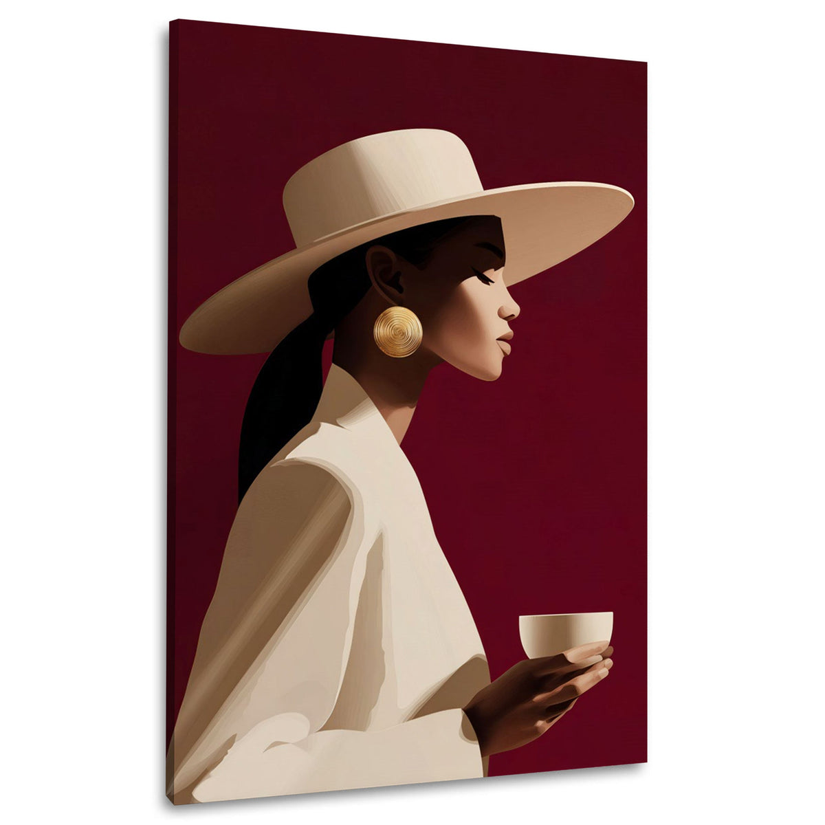 Donna elegante con cappello in stile minimalista quadro
