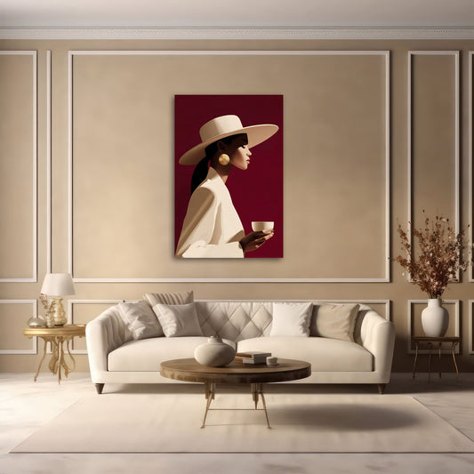 Quadro donna elegante minimalista in soggiorno