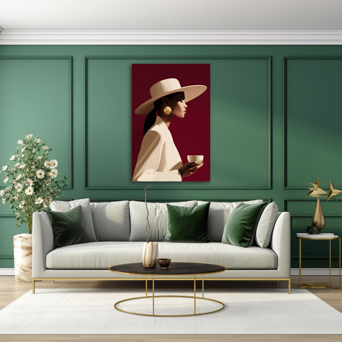 Quadro donna elegante minimalista ambientato