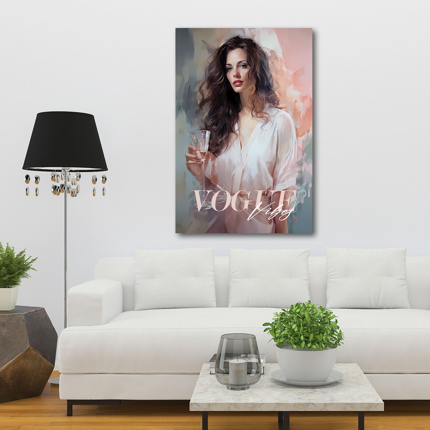 Donna elegante glamour champagne arte quadro