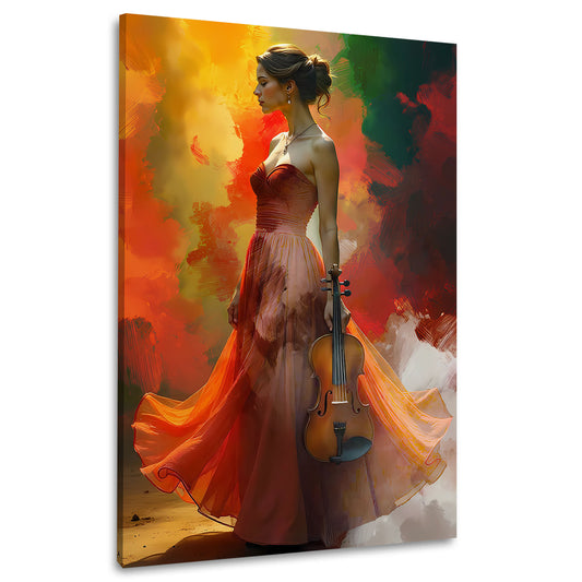 Donna elegante violino arte colorata quadro