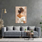 Donna elegante vista da dietro abito bianco ritratto artistico quadro