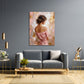 Donna elegante vista da dietro abito rosa ritratto raffinato quadro