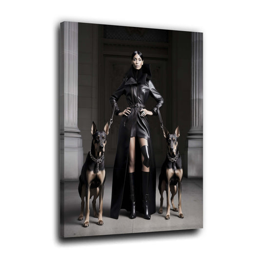 Donna fashion cani eleganza urbana quadro