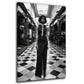Donna moda bianco nero abito elegante galleria moderna quadro