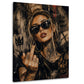 Donna ribelle con occhiali da sole e tatuaggi Street Art quadro