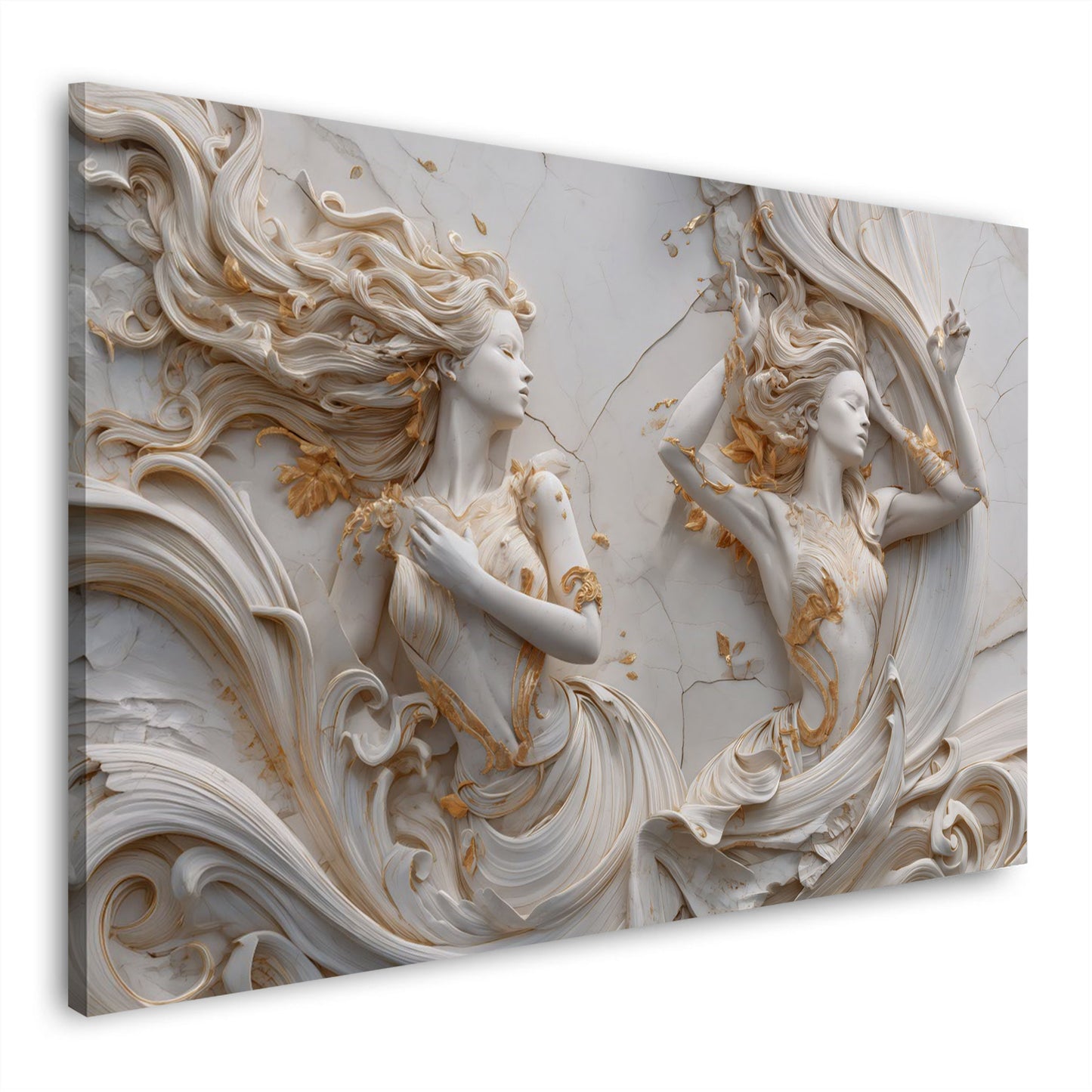 Donne eleganti rilievo artistico capelli fluenti dettagli oro quadro