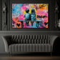 Due bambini su una panchina davanti a muro graffiti Dream quadro