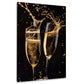 Due calici di spumante con schizzi di champagne dorati quadro