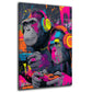 Due gorilla con cuffie e controller neon graffiti quadro