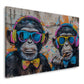 Due scimpanzé con cuffie e occhiali da sole graffiti quadro