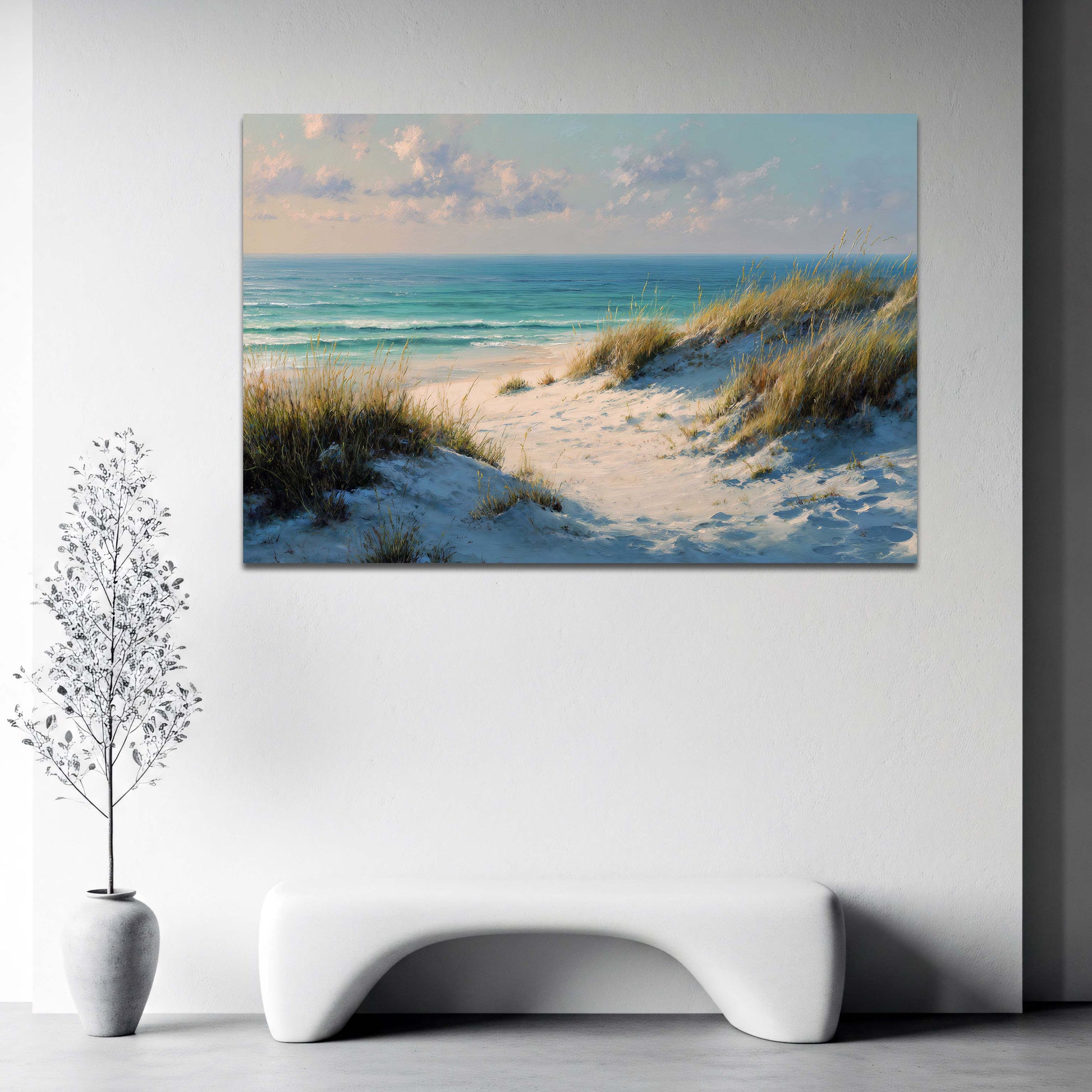Dune di sabbia e mare nella luce del mattino quadro - vista 2