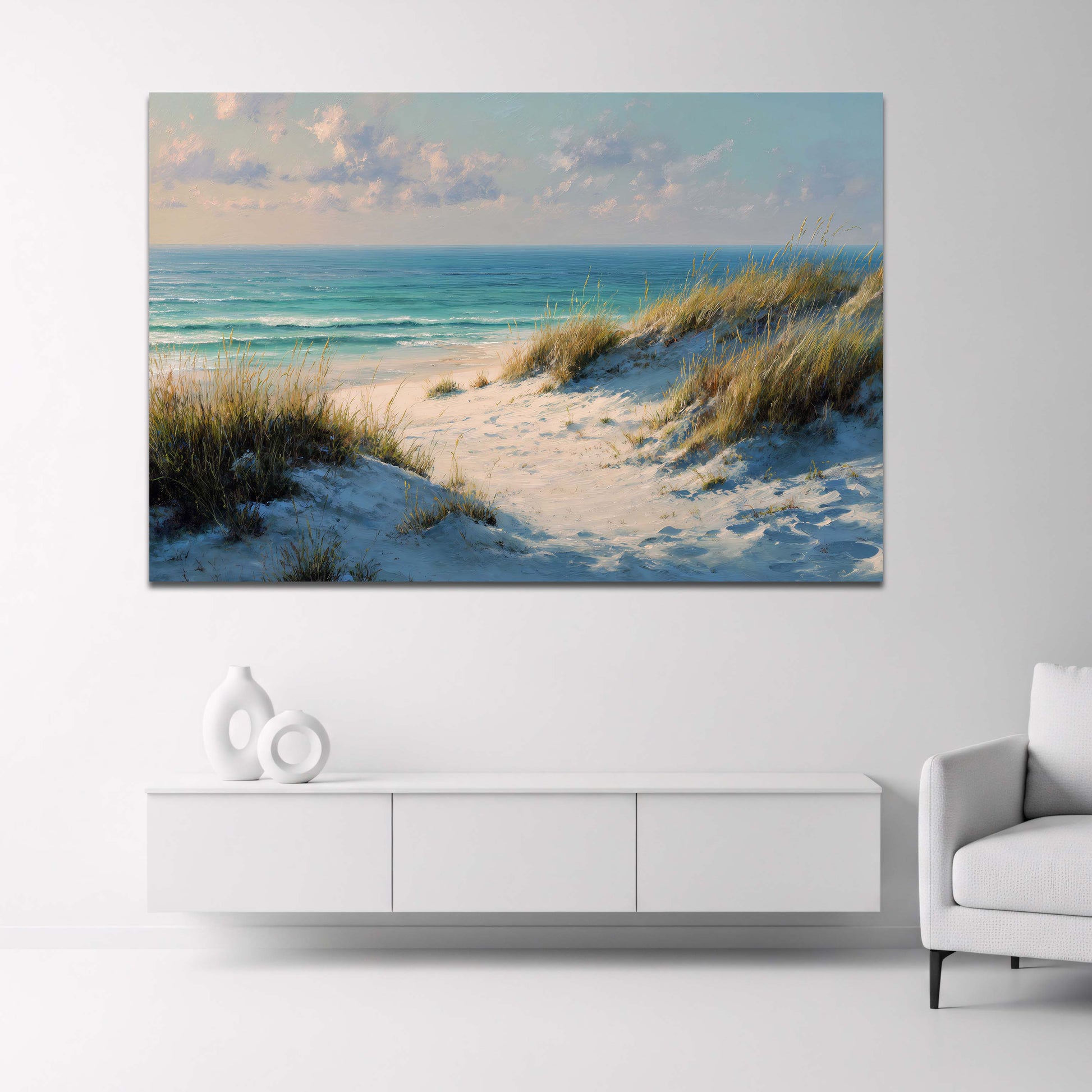 Dune di sabbia e mare nella luce del mattino quadro - vista 3