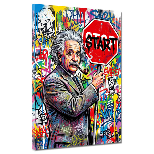 Einstein con cartello Start motivazione Pop Art Graffiti quadro