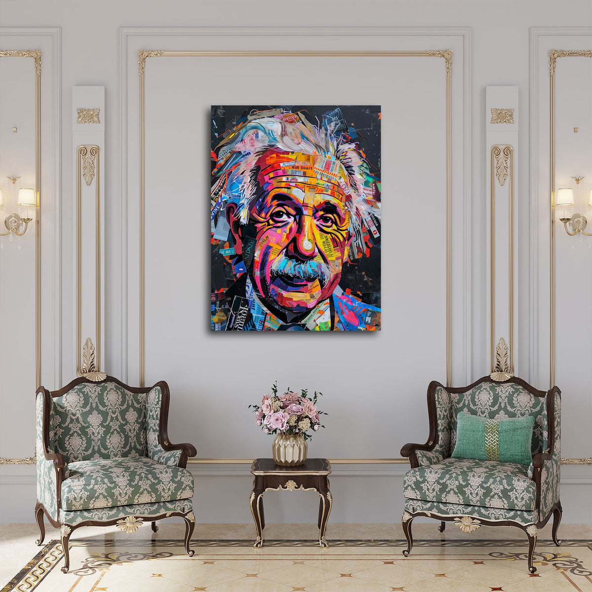 Quadro Einstein pop art in soggiorno