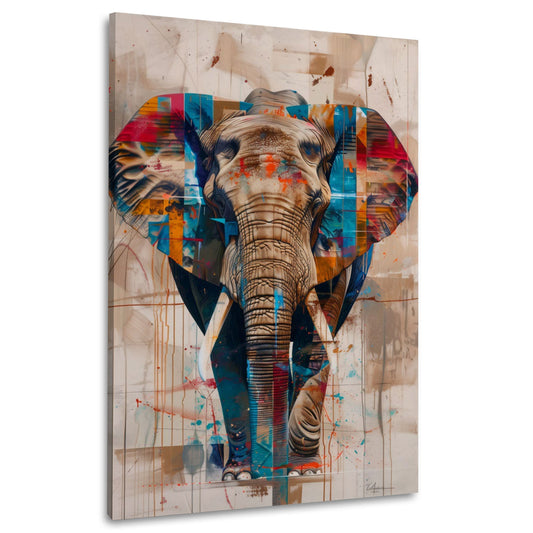 Elefante con campiture geometriche stile moderno quadro